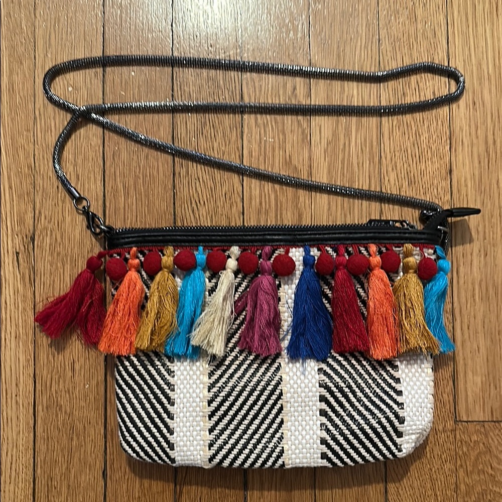 Colorful Circus by Sam Edelman Festive Crossbody Bag with Pom Poms and Tassels